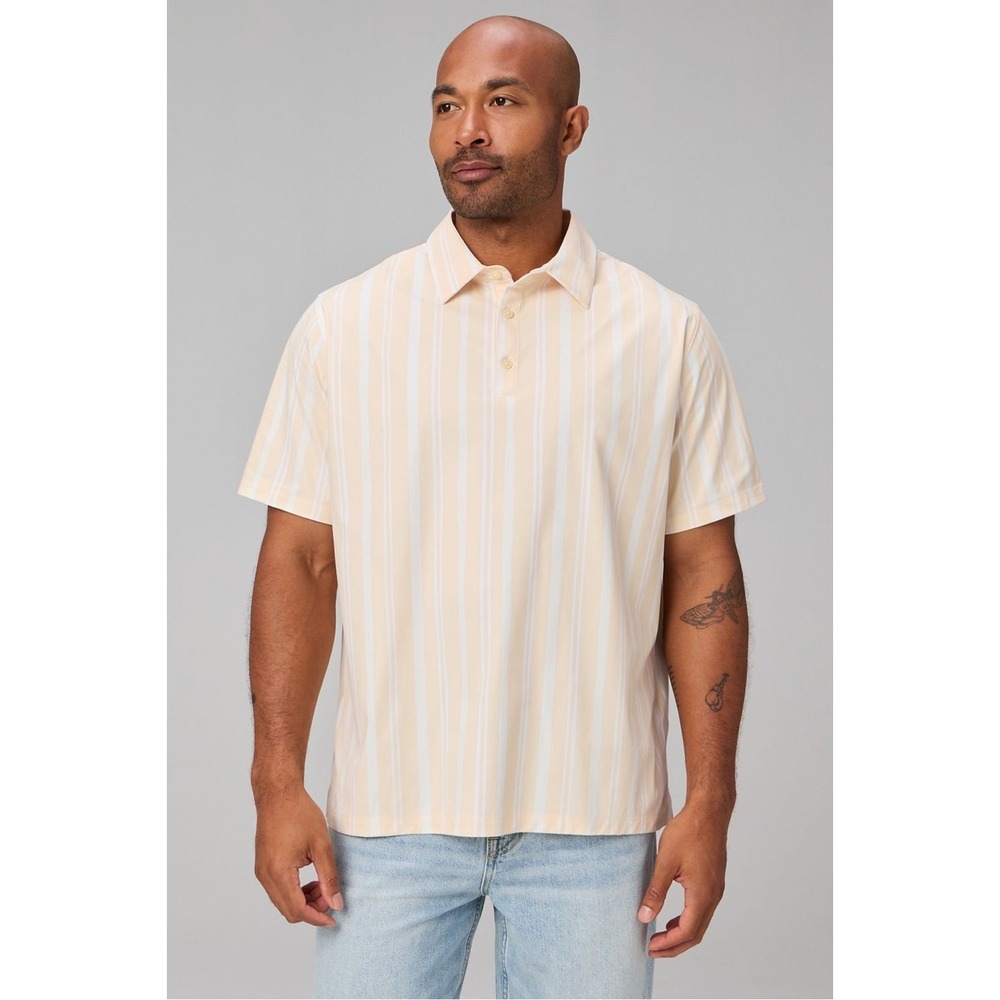 NWT Fabletics Mens The Don Golf Polo Vertical Stripe Short Sleeve Sz XXL